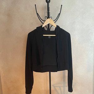 Gilly Hicks Slim Crop Full- Zip Hoodie in Black